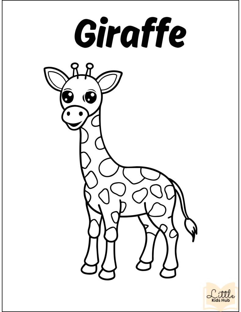 giraffe zoo animal coloring pages