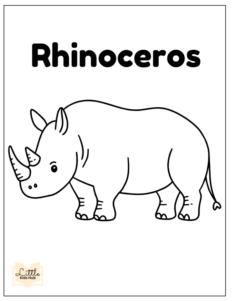 rhinoceros zoo animal coloring page