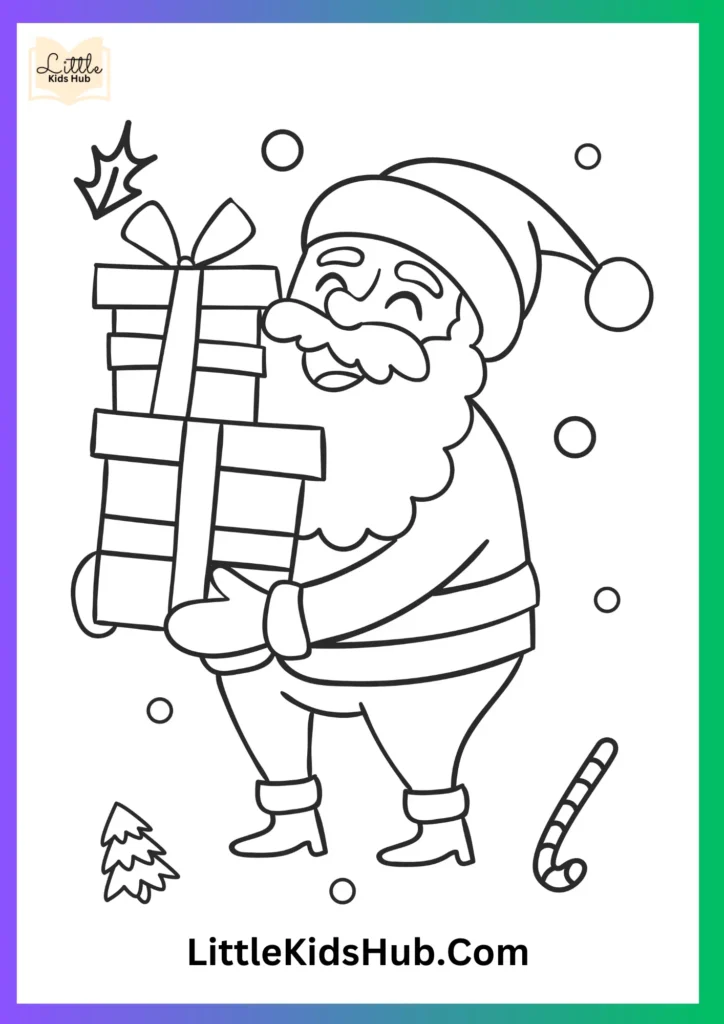 Christmas Santa with gifs coloring pages