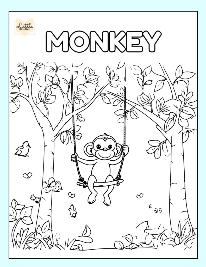 Monkey Coloring Pages | Free Zoo Animal Coloring Pages: