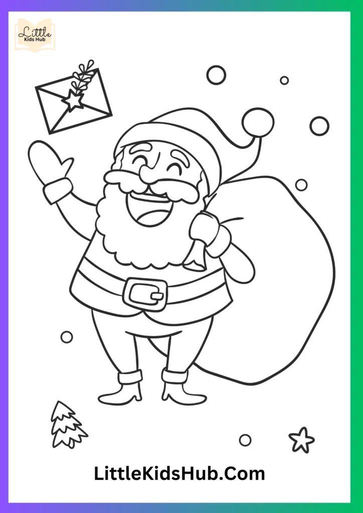 Christmas Santa with gifs coloring pages