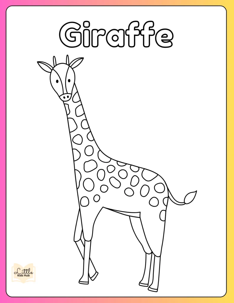 Giraffe animal coloring pages pdf for adults