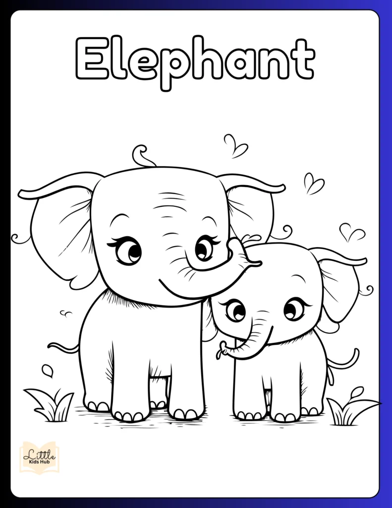 Mother and Child Elephant printable coloring pages