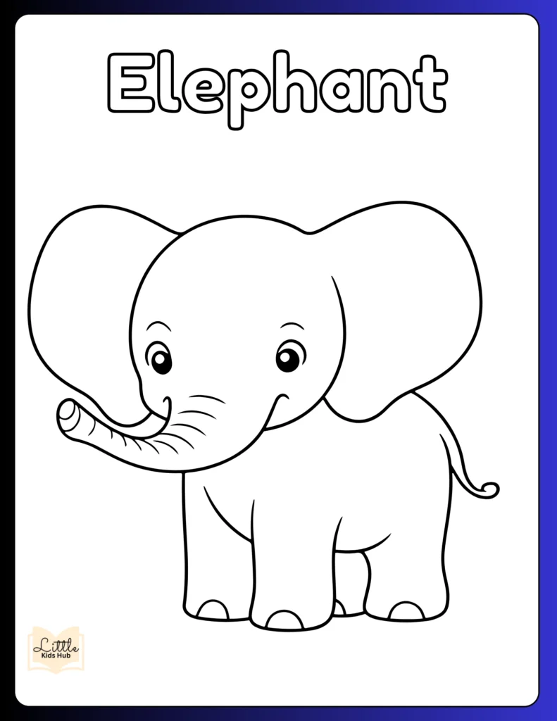 A Cute Baby Elephant to Color Vs An Old Elephant Coloring Page