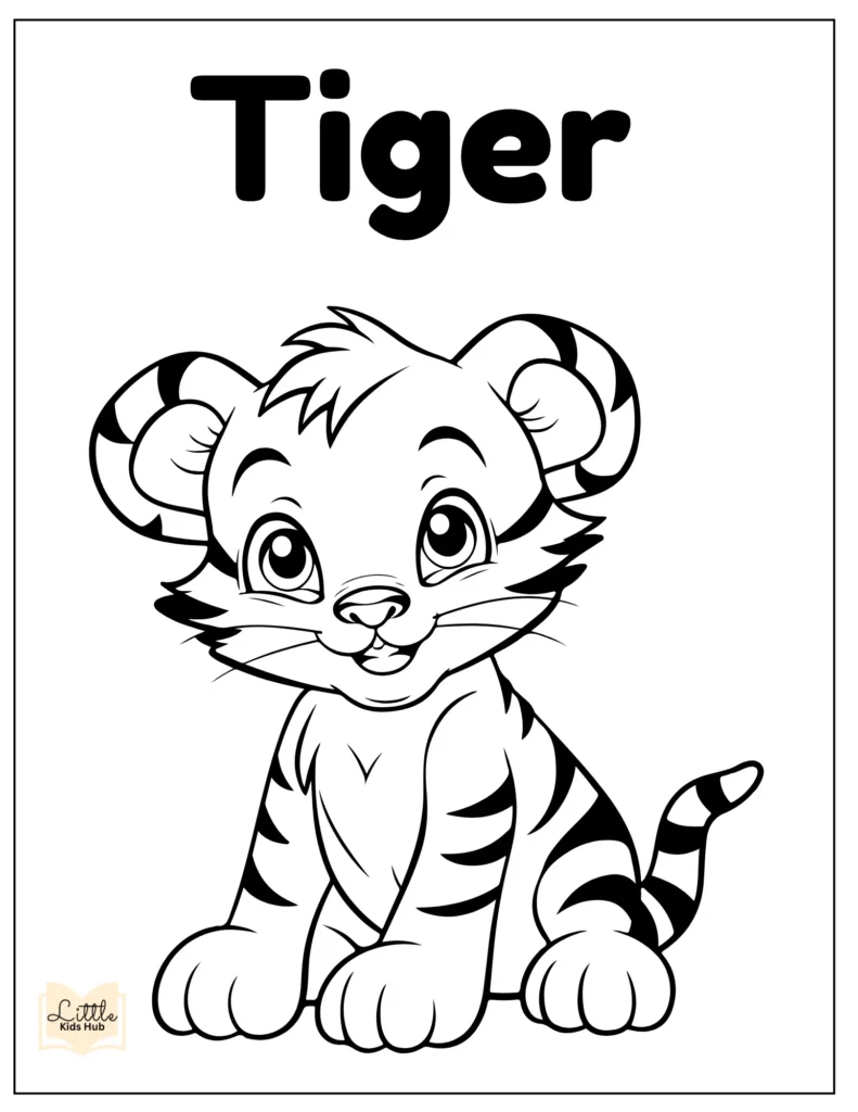 tiger zoo animal coloring pages