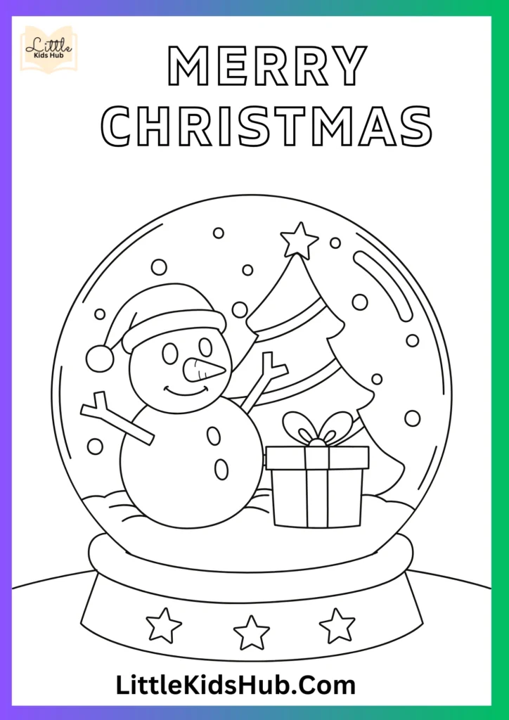 Merry Christmas Snow globe coloring Pictures