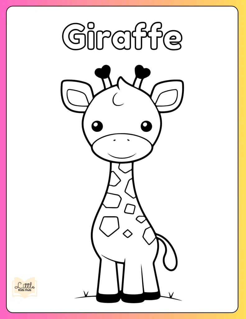 Easy Outline Of a Giraffe To Color