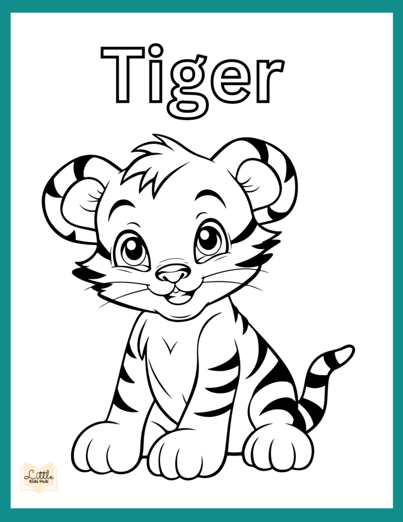 tiger zoo animal coloring pages