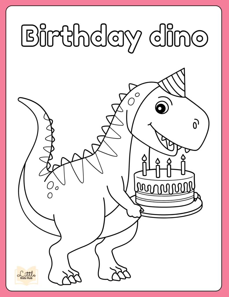 Happy Birthday dinosaur Coloring Page