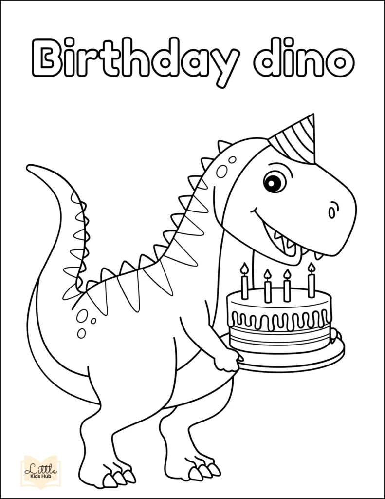 Happy Birthday dinosaur Coloring Page