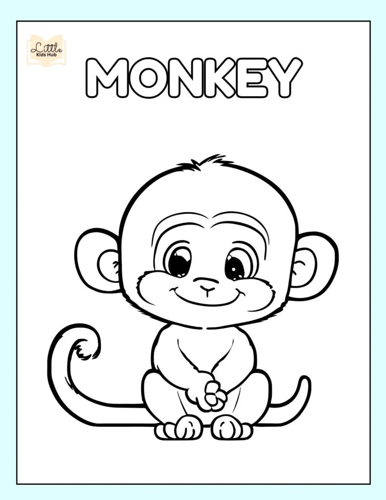 Monkey Coloring Pages | Free Zoo Animal Coloring Pages: