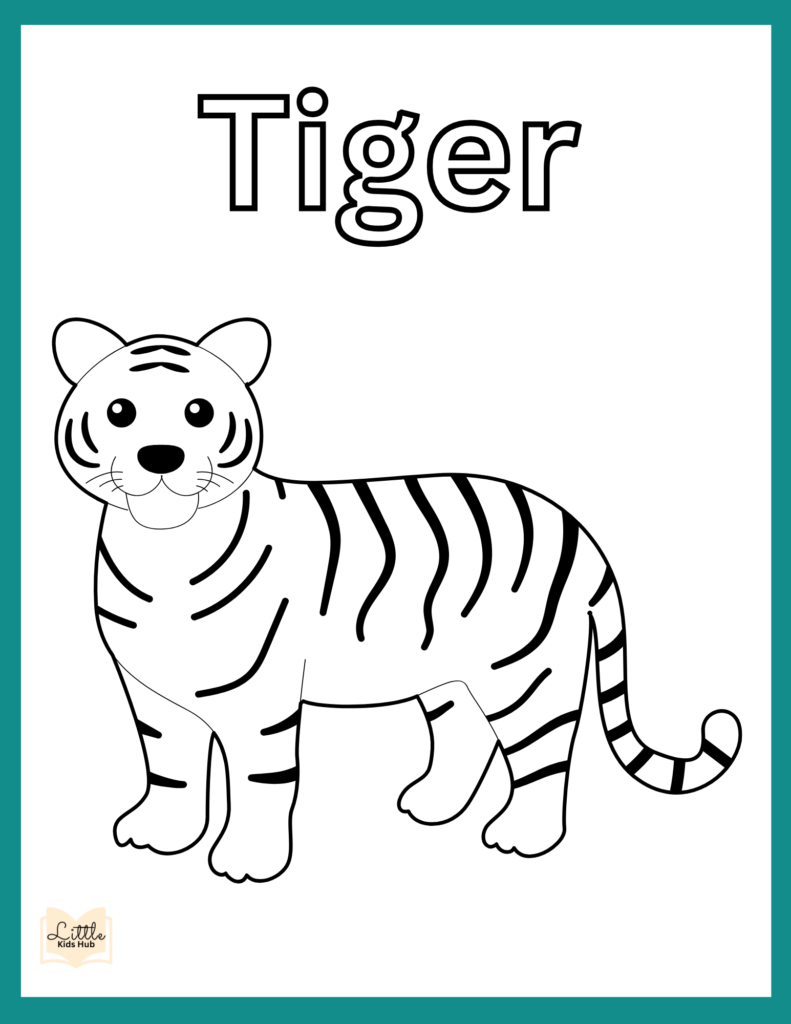 tiger zoo animal coloring pages