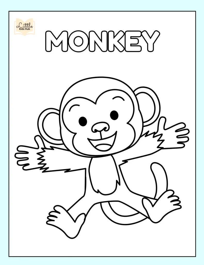 Monkey Coloring Pages | Free Zoo Animal Coloring Pages: