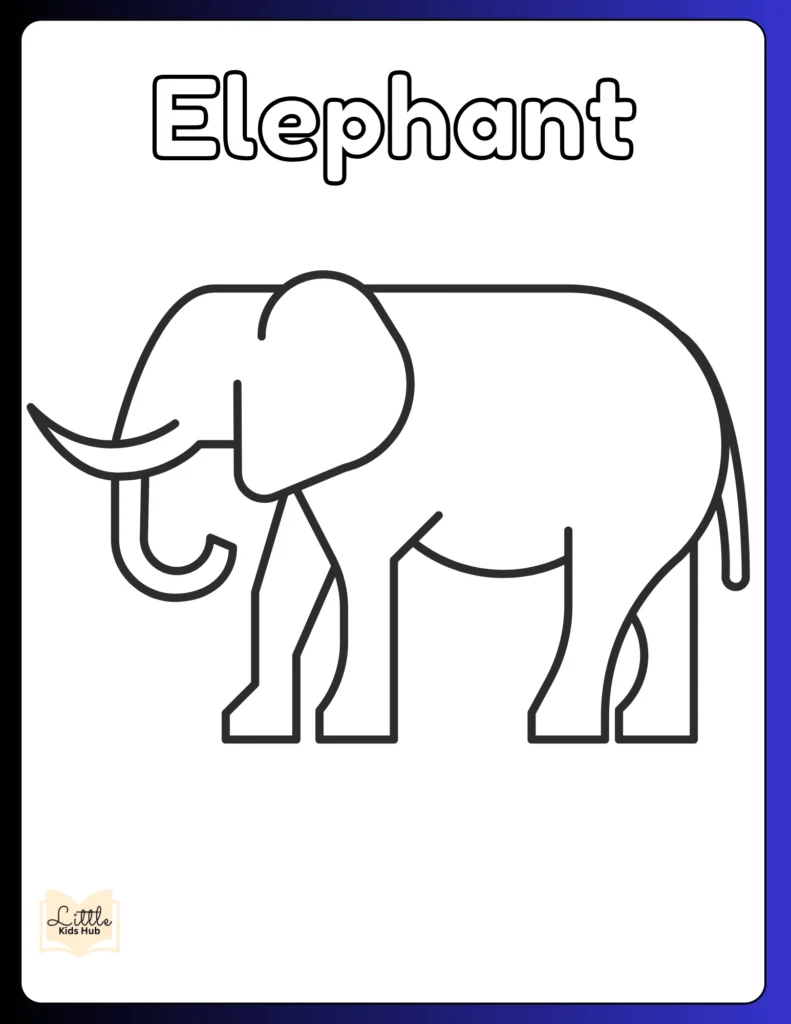 A Cute Baby Elephant to Color Vs An Old Elephant Coloring Page