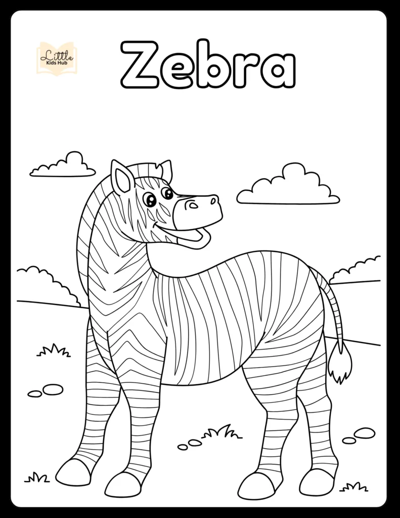 Zebra Coloring Pages | Free Zoo Animal Coloring Pages: