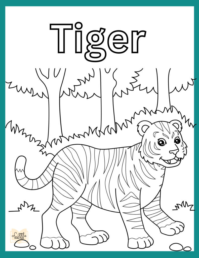 tiger zoo animal coloring pages