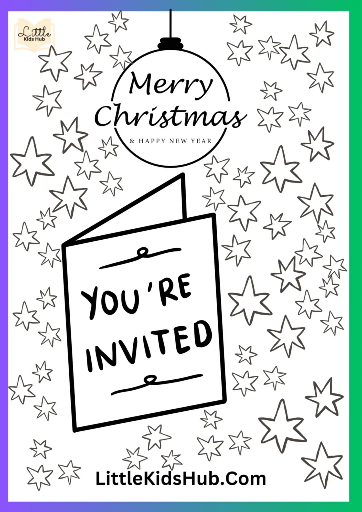 Christmas invitation card coloring pages