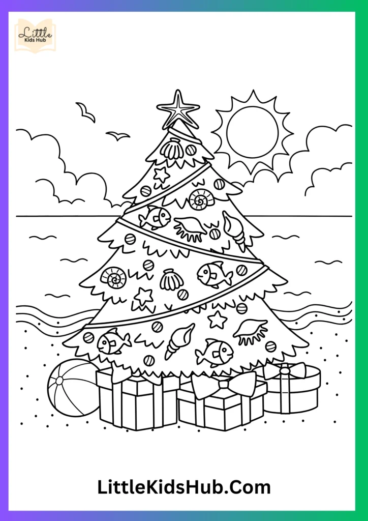 Christmas Gifts Under the Tree coloring pages