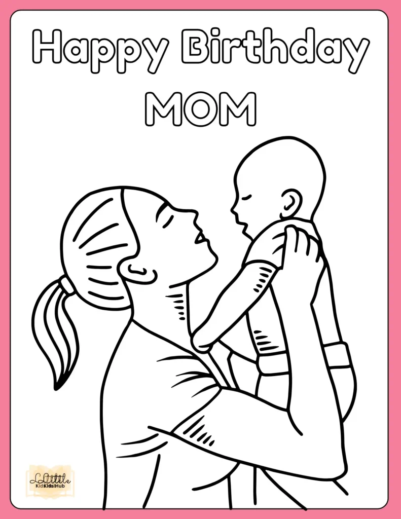 Happy birthday mom Coloring Page