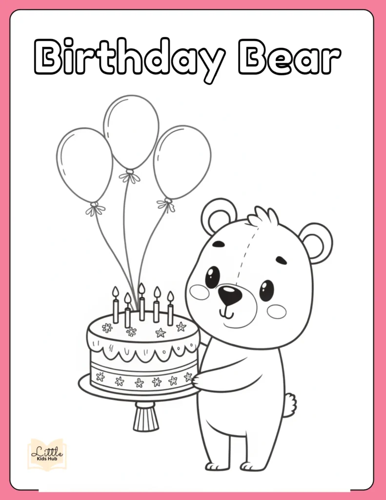 Happy Birthday bear Coloring Pages