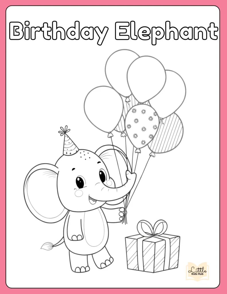 Happy birthday elephant Coloring Page