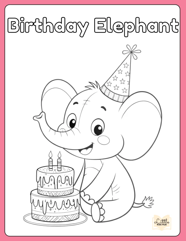 Happy birthday elephant Coloring Page