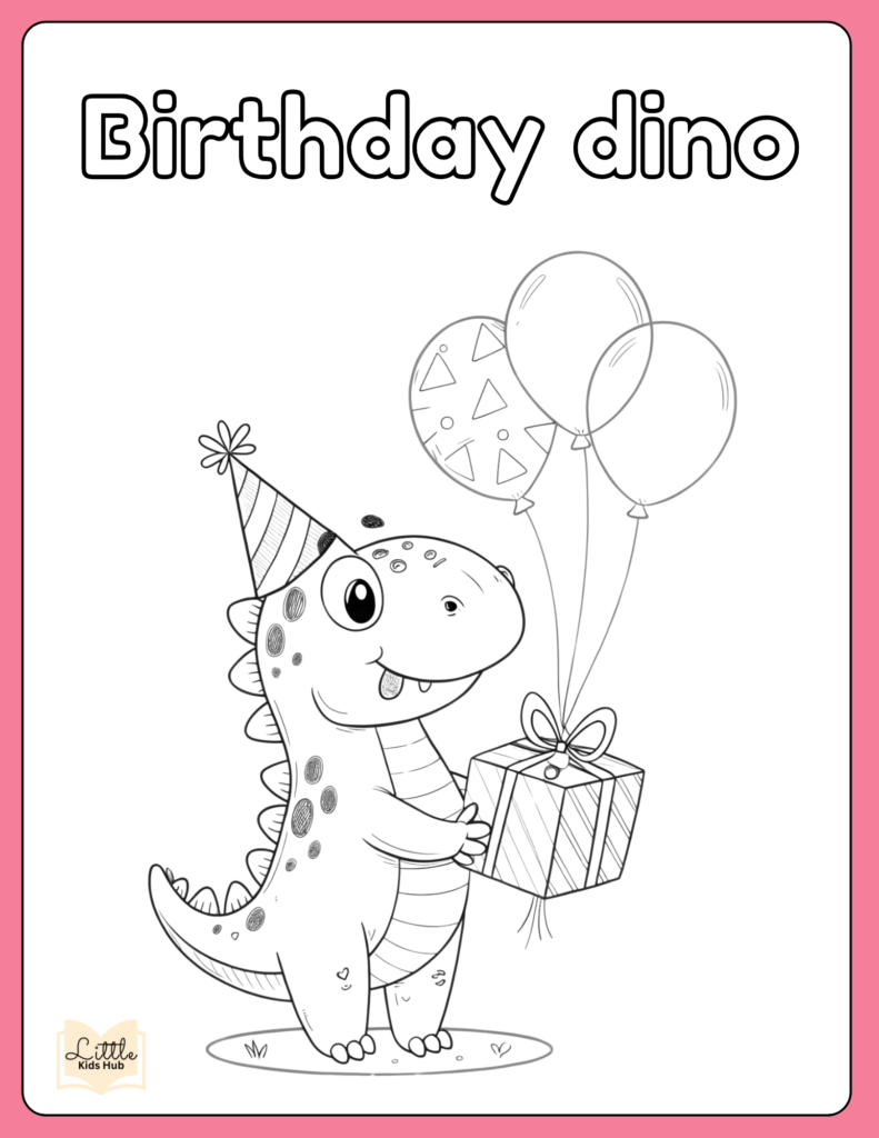 Happy Birthday dinosaur Coloring Page