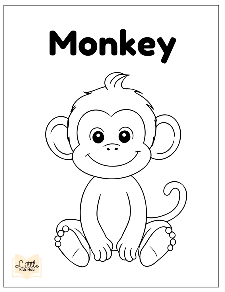 Monkey Coloring Pages | Free Zoo Animal Coloring Pages: