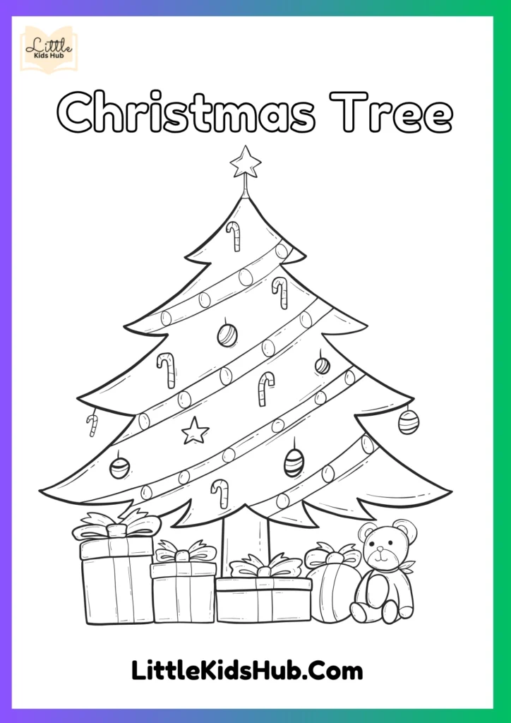 Realistic Christmas Tree Outline With Presents