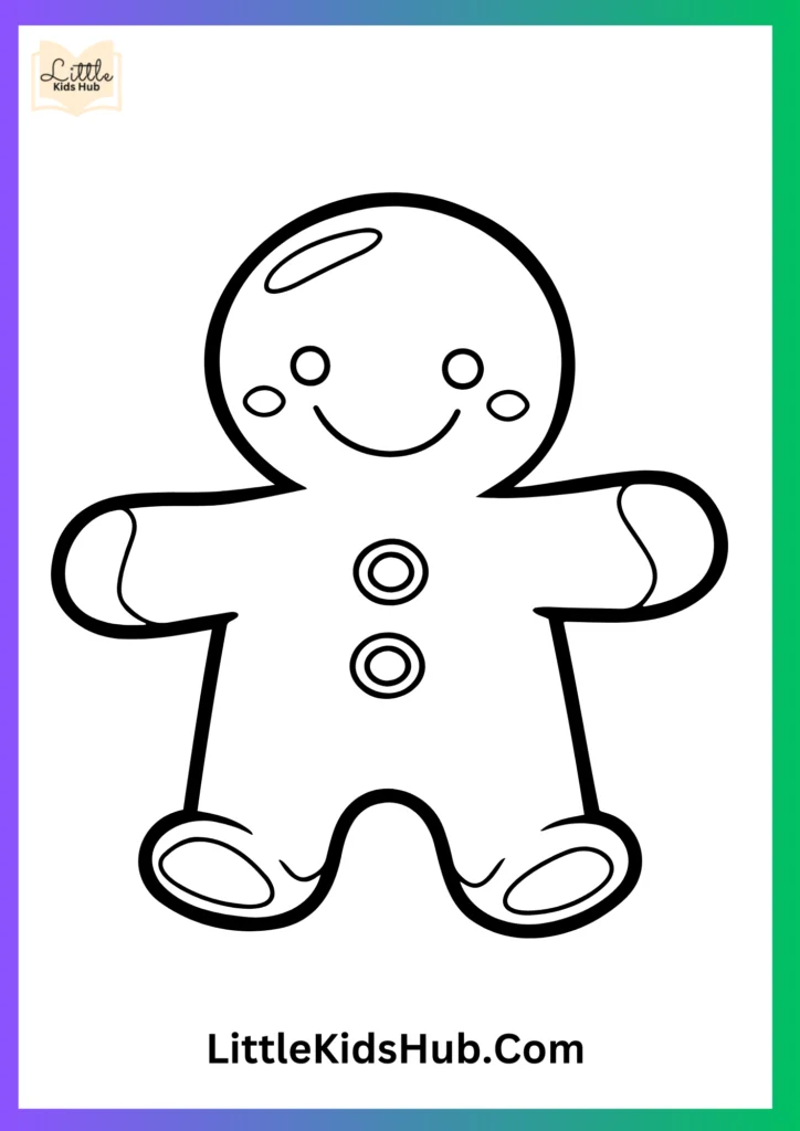 Smiling Gingerbread Man Coloring In For Kids