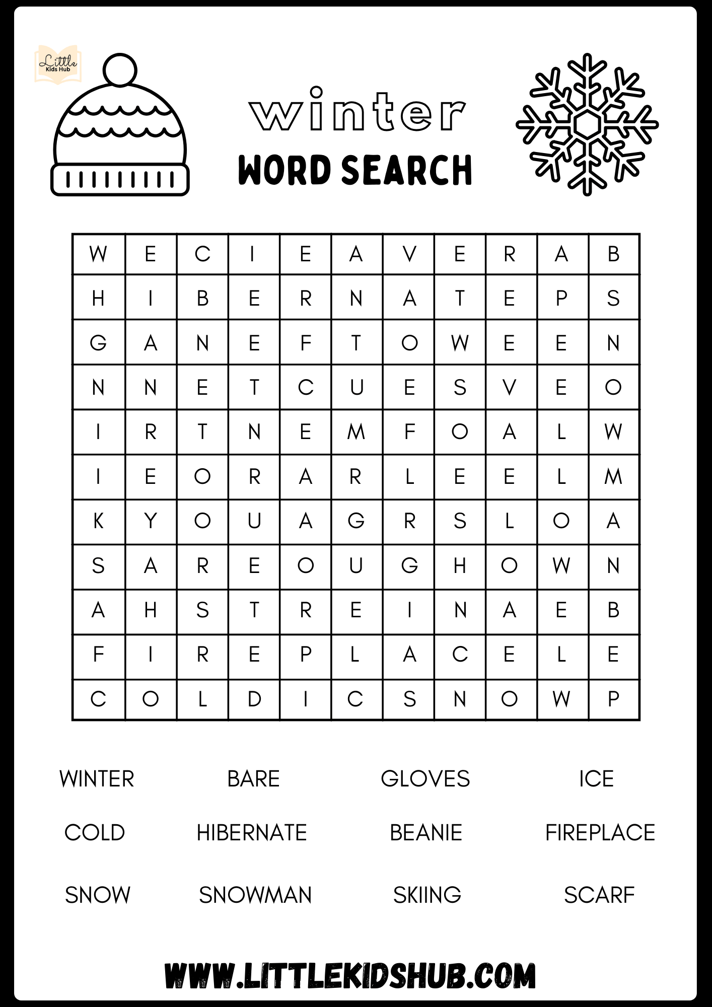 Free Printable Winter Word Search Puzzles