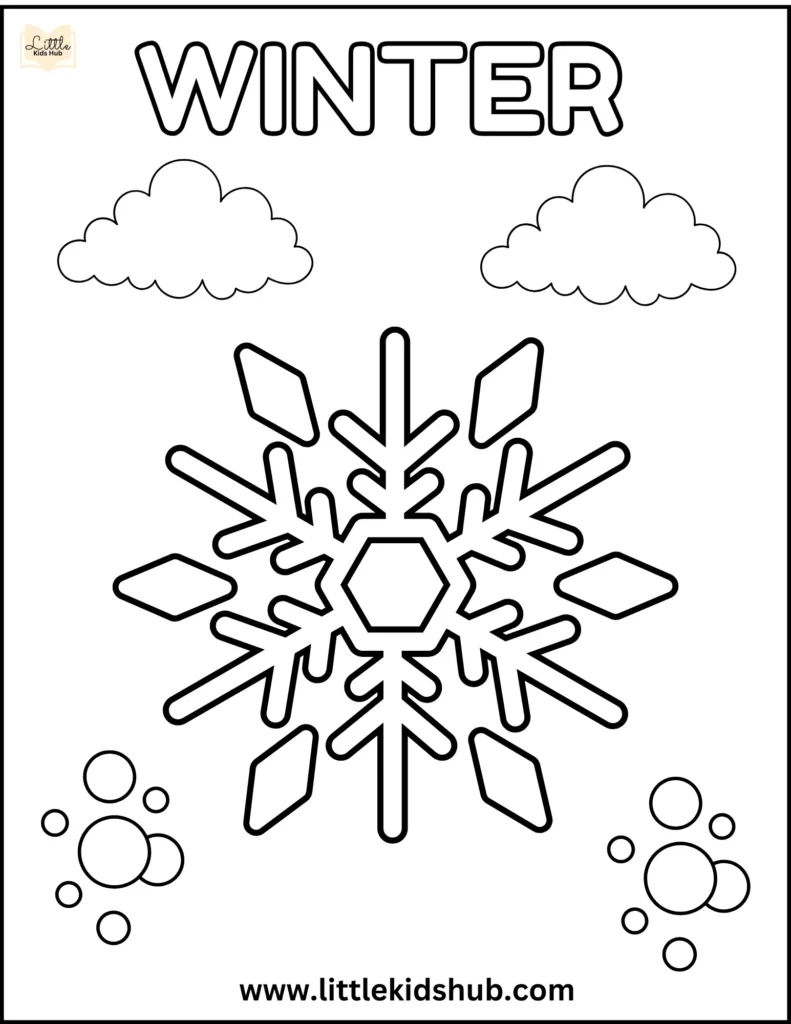 Snow Coloring Page with Snowflake