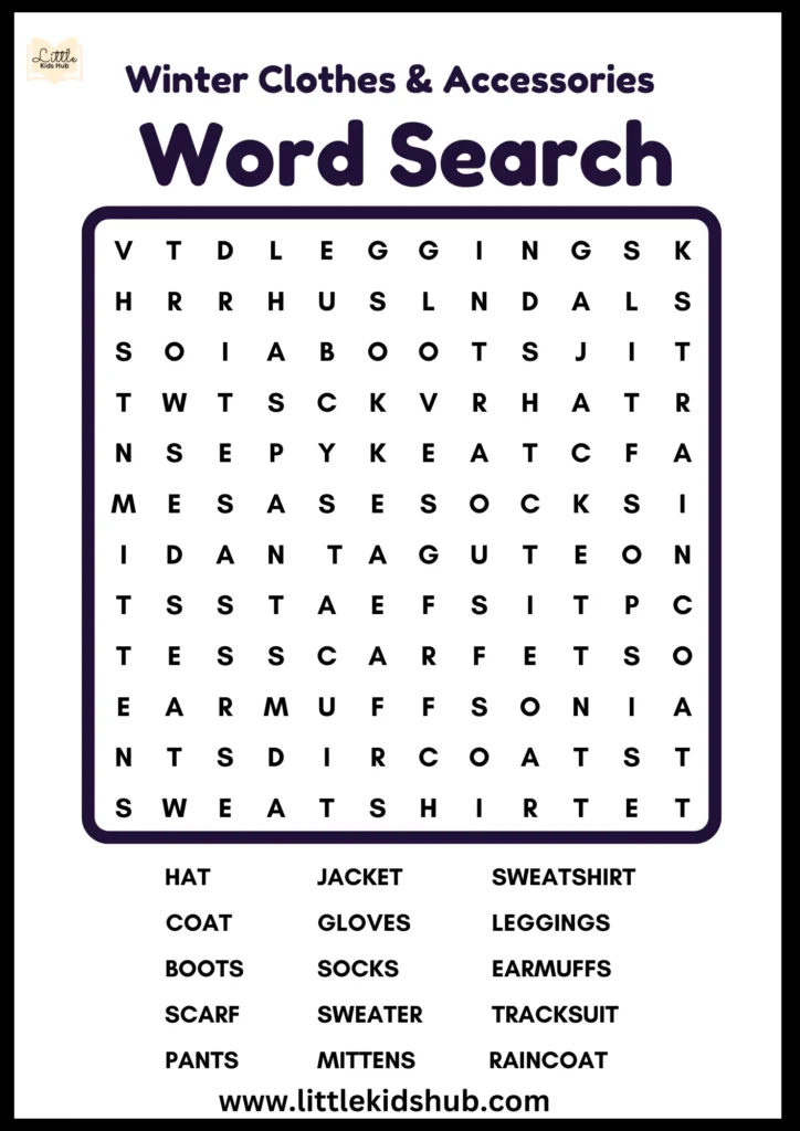 Printable Winter Word Searches for Kids