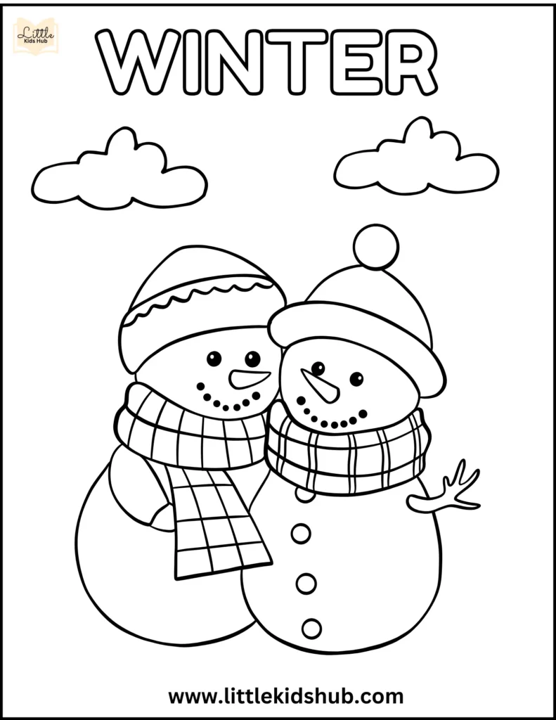 Cute Winter Friends Coloring Page