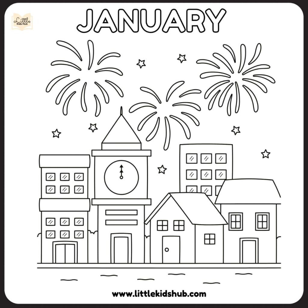 Printable January Coloring Pages