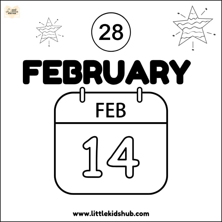 February calendar coloring pages pdf