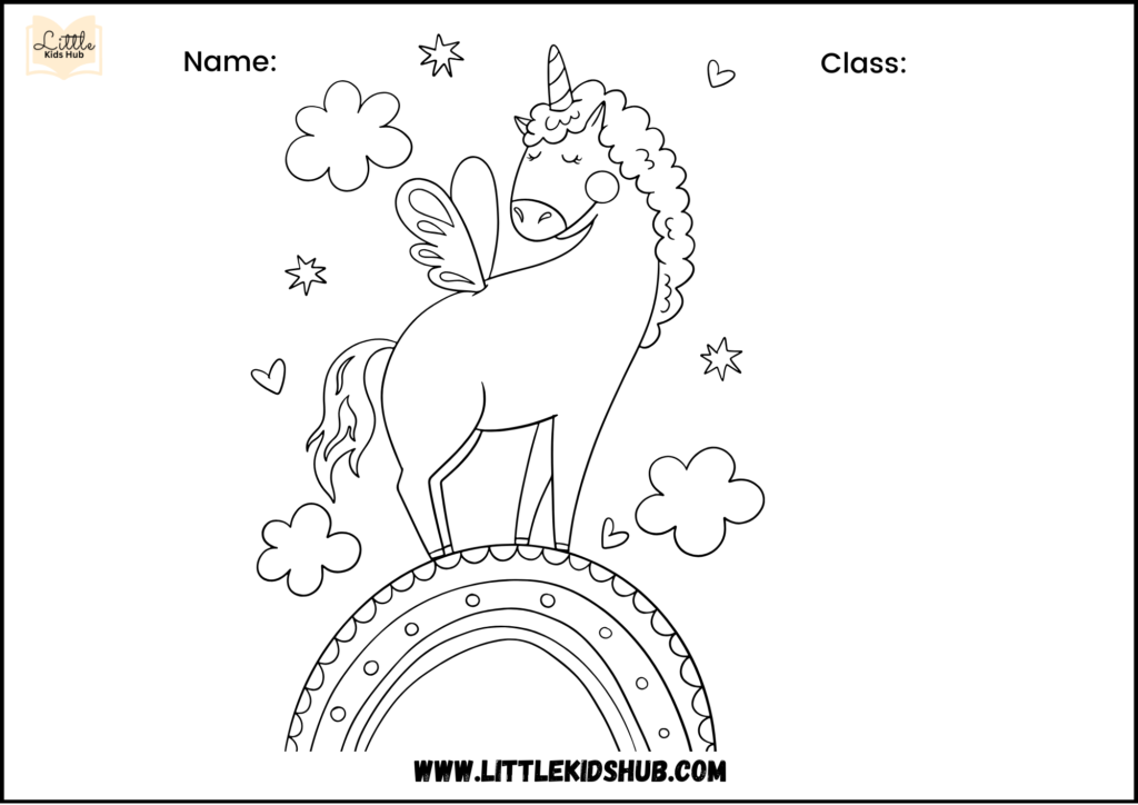 Simple Coloring Page Of a unicorn Magical Rainbow