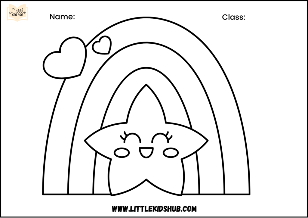 Rainbows with cute star Coloring Pages