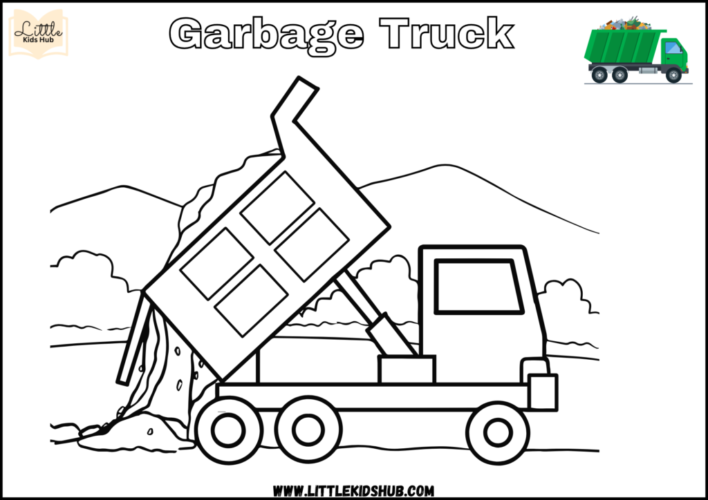 Garbage Truck Coloring Pages free printable