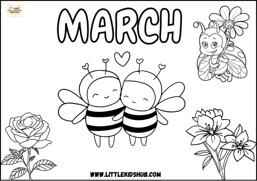 Simple March Coloring Sheets